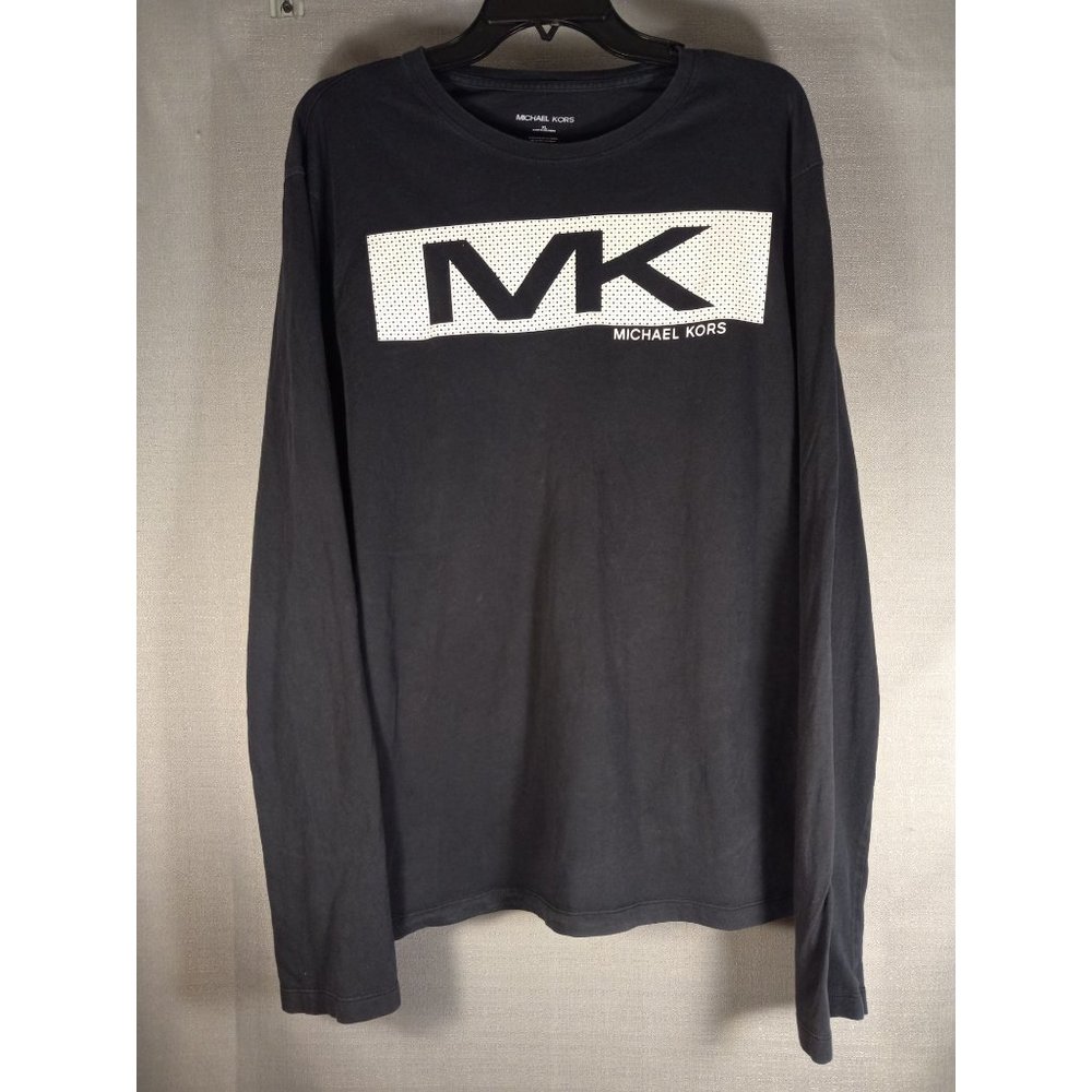 Michael Kors Shirt Men's XL Black Designer Logo Long Sleeve Top